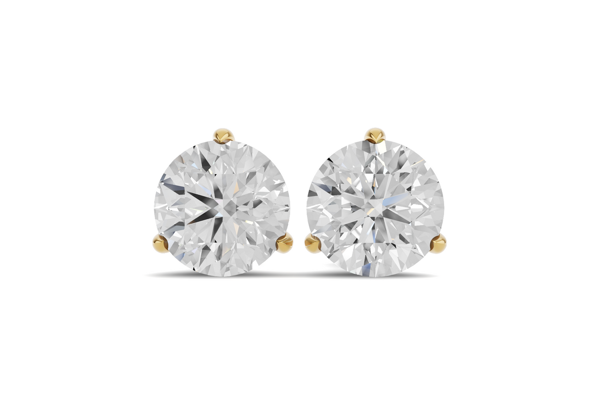 Lab Grown Diamond Round 14K Solid Gold Martini Stud Earrings | Fine Jewelry Gift