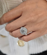 Round Cut 1ct to 3.00ct Lab Grown Diamond Engagement Wedding Double Halo Ring in 14k 18k Platinum White Yellow Rose Gold