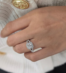 Cushion Cut 1ct to 3.00ct Lab Grown Diamond Proposal Halo Ring in 14k 18k Platinum White Yellow Rose