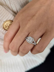 Cushion Cut 1ct to 3.00ct Lab Grown Diamond Proposal Halo Ring in 14k 18k Platinum White Yellow Rose