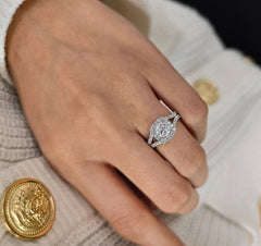 Cushion Cut 1ct to 3.00ct Lab Grown Diamond Proposal Halo Ring in 14k 18k Platinum White Yellow Rose
