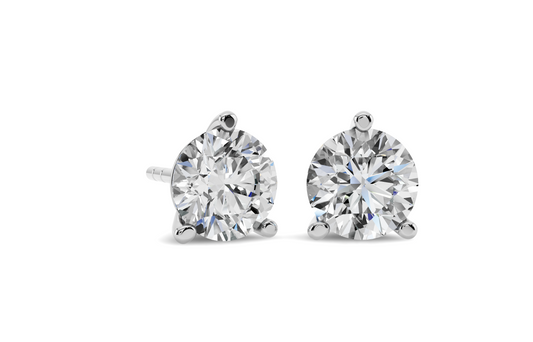 Natural Diamond Round 14K Solid Gold Martini Stud Earrings | Fine Jewelry Gift