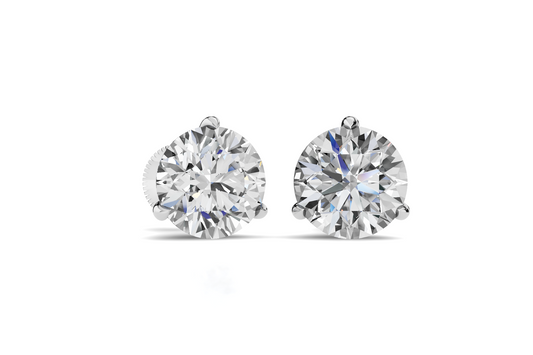 Natural Diamond Round 14K Solid Gold Martini Stud Earrings | Fine Jewelry Gift