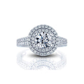 Engagement Ring Custom Made Double Halo with natural diamonds DEF/VS-SI and 1ct 1.5ct 2.00ct Lab Grown Diamond g vs clarity for center stone