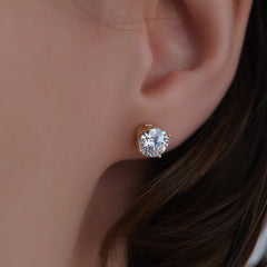 Diamond Earrings Studs Lab Grown 14k karat Yellow Gold Carat TW with Screw Back Martini VS quality. 2.00cttw. For Women Men Anniversary Valentine's day and Wedding gift. Certified Natural Solitaire Diamond Basket Prong.