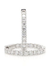 Round In and Out Diamond Hoops Earrings. 14k White Solid Gold 3 carats diamonds. Lab Grown F VS. Secure Click Lock. Ideal cut and shine.Gift