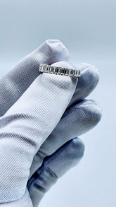 Emerald Cut Natural Diamond Wedding Band 14K Solid White Gold Halfway Ring. Stackable F Color VS Clarity. 11 Stone Promise Anniversary Ring