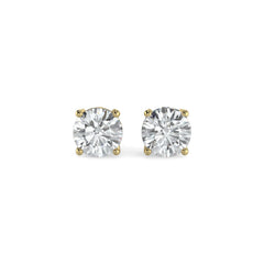 Diamond Studs Earrings 1.00 carat F/VS 14k Yellow Gold with Screw Backs. Pure White Diamonds. Women Men Anniversary Wedding Valentine's gift