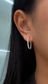 Natural Round Shaped Diamonds Earring Hoops in 14K White Yellow Rose Gold, 1.00CT, F Color and SI Clarity. In and Out