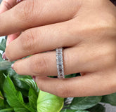 Emerald Cut Diamond Wedding Band 14K 18k White Yellow Rose Solid Platinum Halfway Ring. Stackable F VS Promise Anniversary Ring 1.5 carat