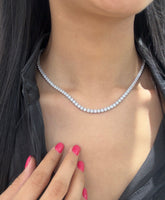 20 carats Diamond Tennis Chain Necklace in 14k 18K White Yellow Rose Gold. DEF Color and VVS VS Clarity Lab Grown Diamonds. 16" 17" 18"