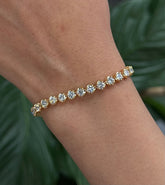 5 Carat Round Diamond Bracelet in 14k Yellow White Rose Gold. DEF Color and VVS VS Clarity Lab Grown. Buttercup style for big Diamond Look.