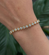 5 Carat Round Diamond Bracelet in 14k Yellow White Rose Gold Lab Grown. Buttercup style for big Diamond Look.