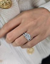 Round Cut 1ct 1.50ct 2.00ct 3.00ct Lab Grown Diamond Engagement Wedding Halo Ring in 14k 18k Platinum White Yellow Rose Gold.