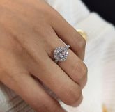 Round Cut 1ct 1.50ct 2.00ct 3.00ct Lab Grown Diamond Engagement Wedding Double Halo Ring in 14k 18k Platinum White Yellow Rose Gold