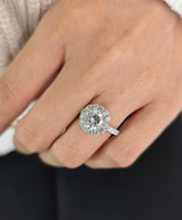 Round Cut 1ct 1.50ct 2.00ct 3.00ct Lab Grown Diamond Engagement Wedding Double Halo Ring in 14k 18k Platinum White Yellow Rose Gold.