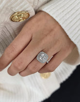 Cushion Cut 1ct 1.50ct 2.00ct 3.00ct Lab Grown Diamond Engagement Wedding Double Halo Ring in 14k 18k Platinum White Yellow Rose Gold.