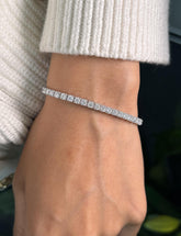 14K White Gold Lab Grown Diamond Tennis Bracelet, 7" Length, 4 CTTW Miligrain Bezel Look F Color VS Clarity