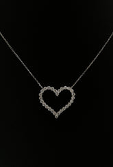 Heart Shaped Diamond Pendant with Lab Grown Diamonds. 14k White Gold 1.50cttw 17 Inch