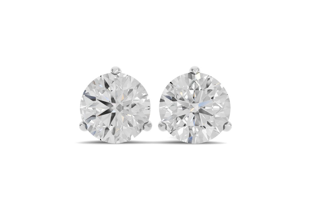 Lab Grown Diamond Round 14K Solid Gold Martini Stud Earrings | Fine Jewelry Gift