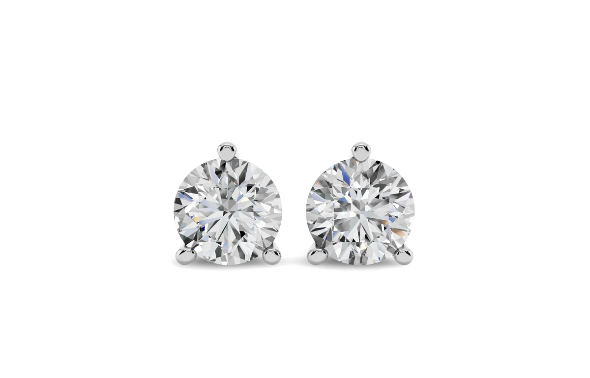 Natural Diamond Round 14K Solid Gold Martini Stud Earrings | Fine Jewelry Gift