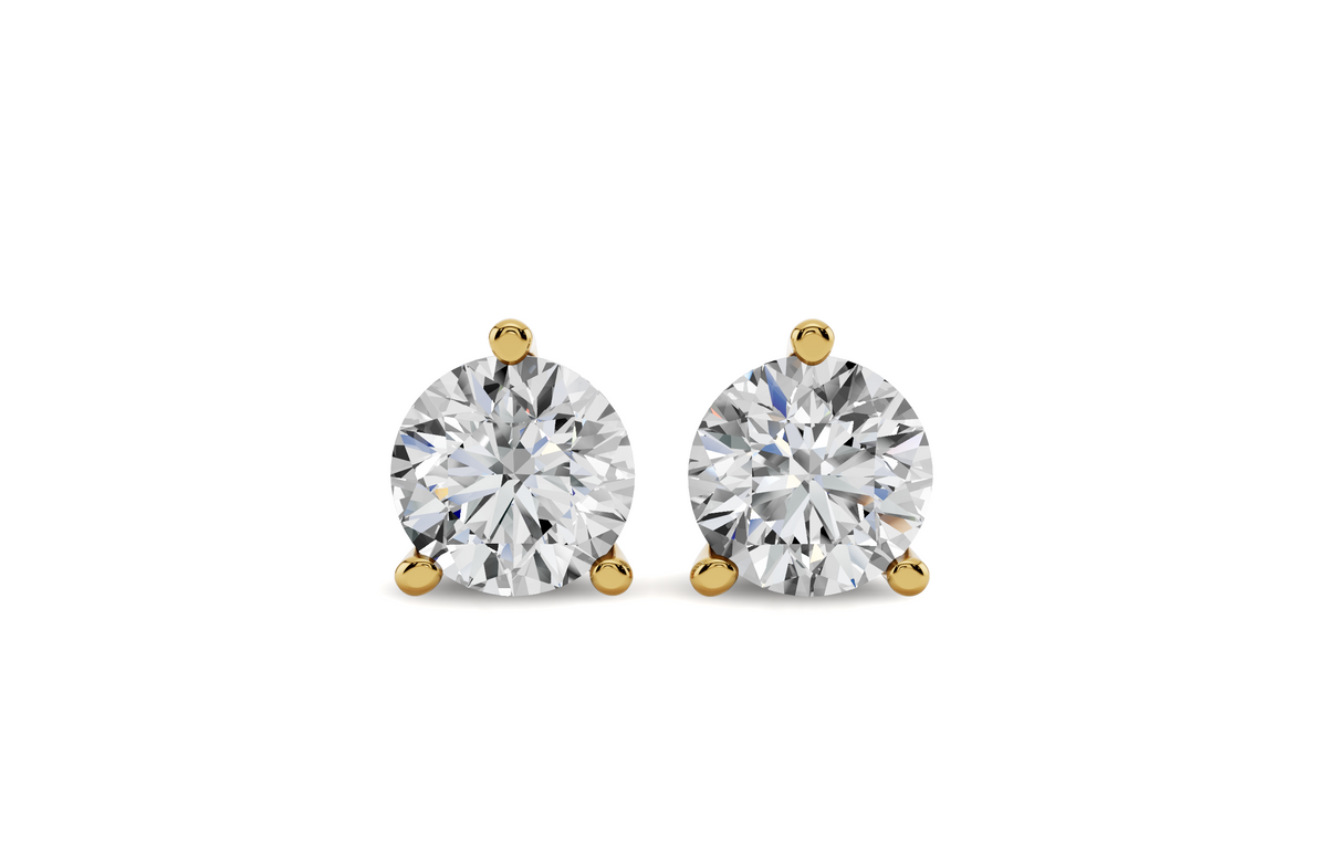 Lab Grown Diamond Round 14K Solid Gold Martini Stud Earrings | Fine Jewelry Gift
