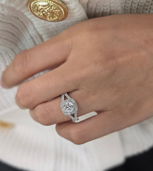 Cushion Cut 1ct to 3.00ct Lab Grown Diamond Proposal Halo Ring in 14k 18k Platinum White Yellow Rose