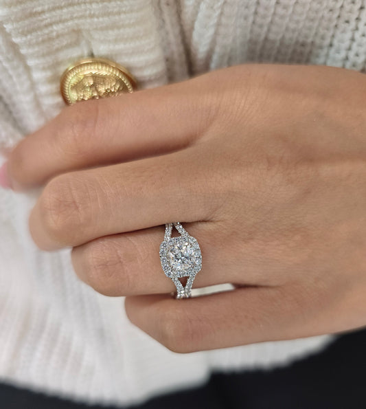 Cushion Cut 1ct to 3.00ct Lab Grown Diamond Proposal Halo Ring in 14k 18k Platinum White Yellow Rose