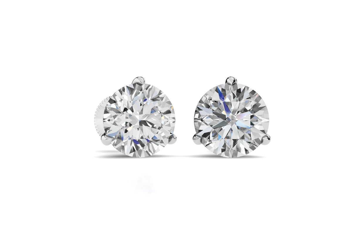 Lab Grown Diamond Round 14K Solid Gold Martini Stud Earrings | Fine Jewelry Gift