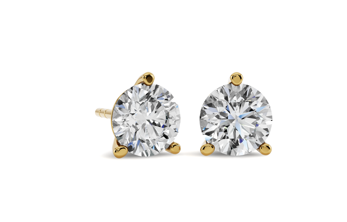 Lab Grown Diamond Round 14K Solid Gold Martini Stud Earrings | Fine Jewelry Gift