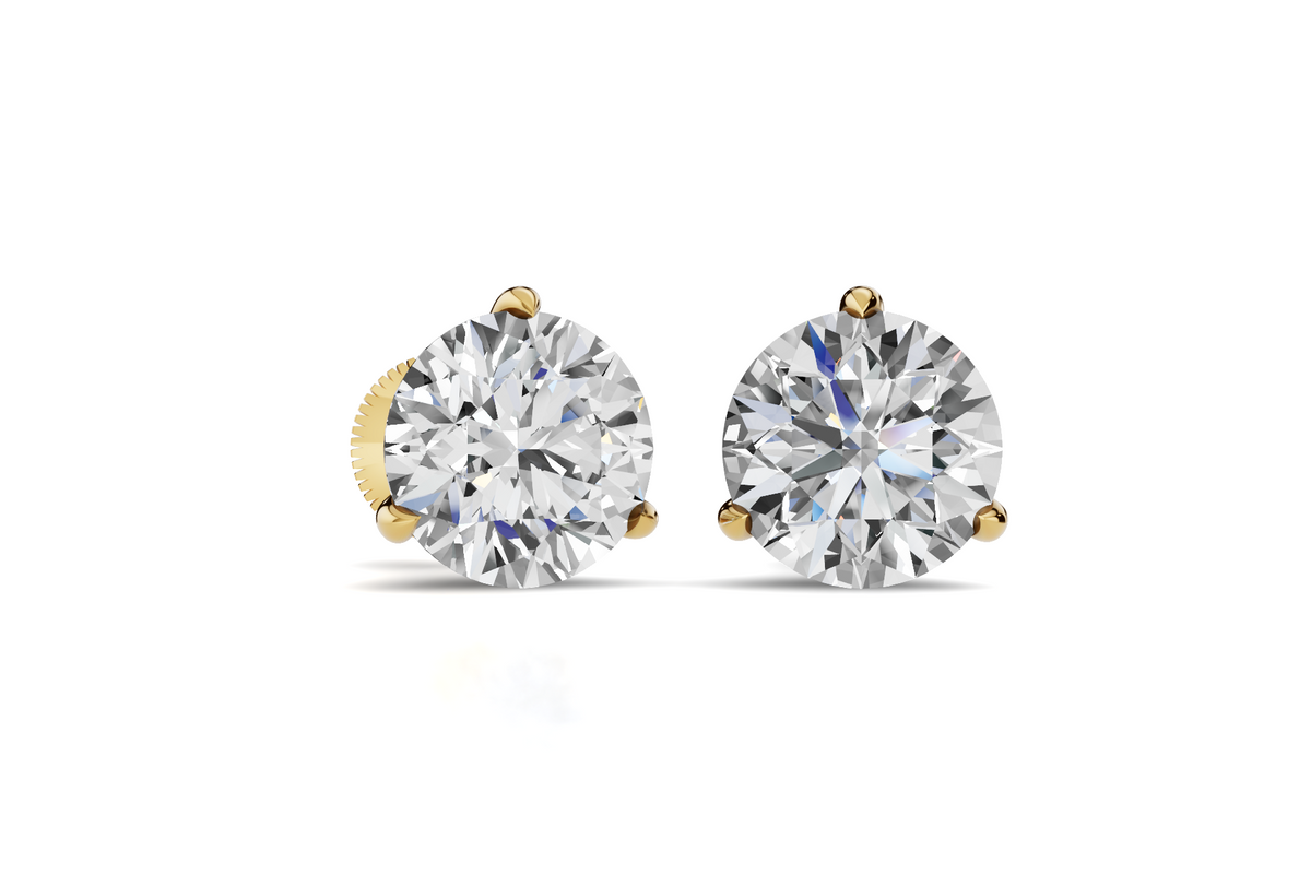 Lab Grown Diamond Round 14K Solid Gold Martini Stud Earrings | Fine Jewelry Gift