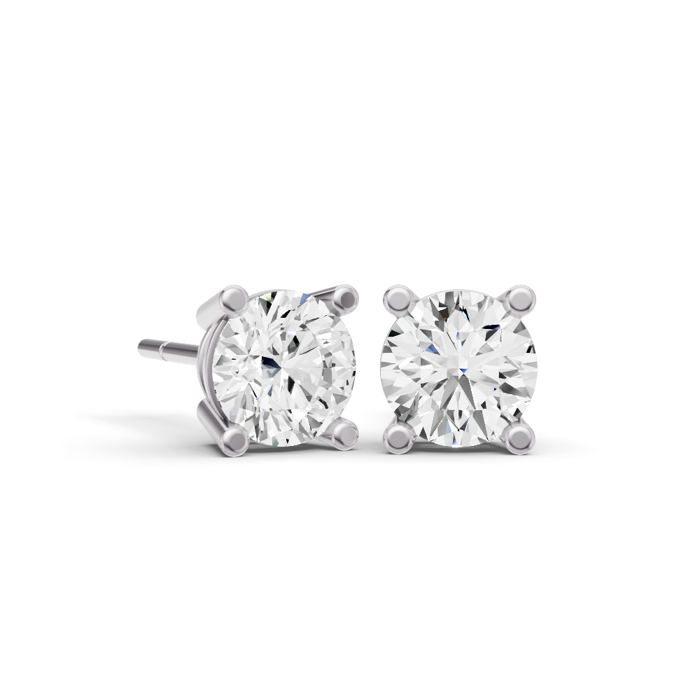 Natural Diamond Round 14K Solid Gold Stud Earrings | Fine Jewelry Gift
