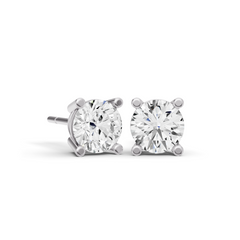Natural Diamond Round 14K Solid Gold Stud Earrings | Fine Jewelry Gift