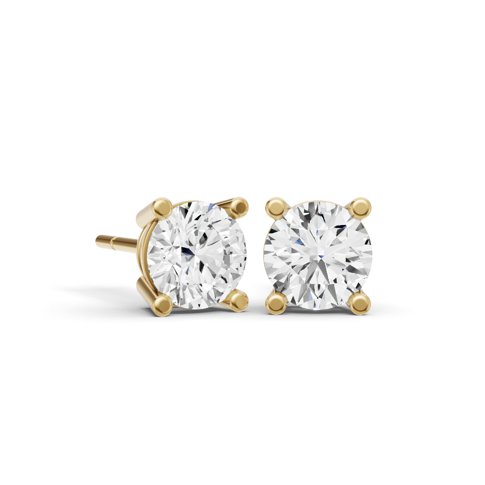 Lab Grown Diamond Round 14K Solid Gold Stud Earrings | Fine Jewelry Gift