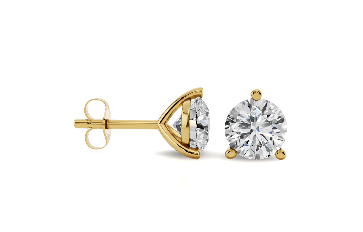 Natural Diamond Round 14K Solid Gold Martini Stud Earrings | Fine Jewelry Gift