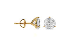 Natural Diamond Round 14K Solid Gold Martini Stud Earrings | Fine Jewelry Gift