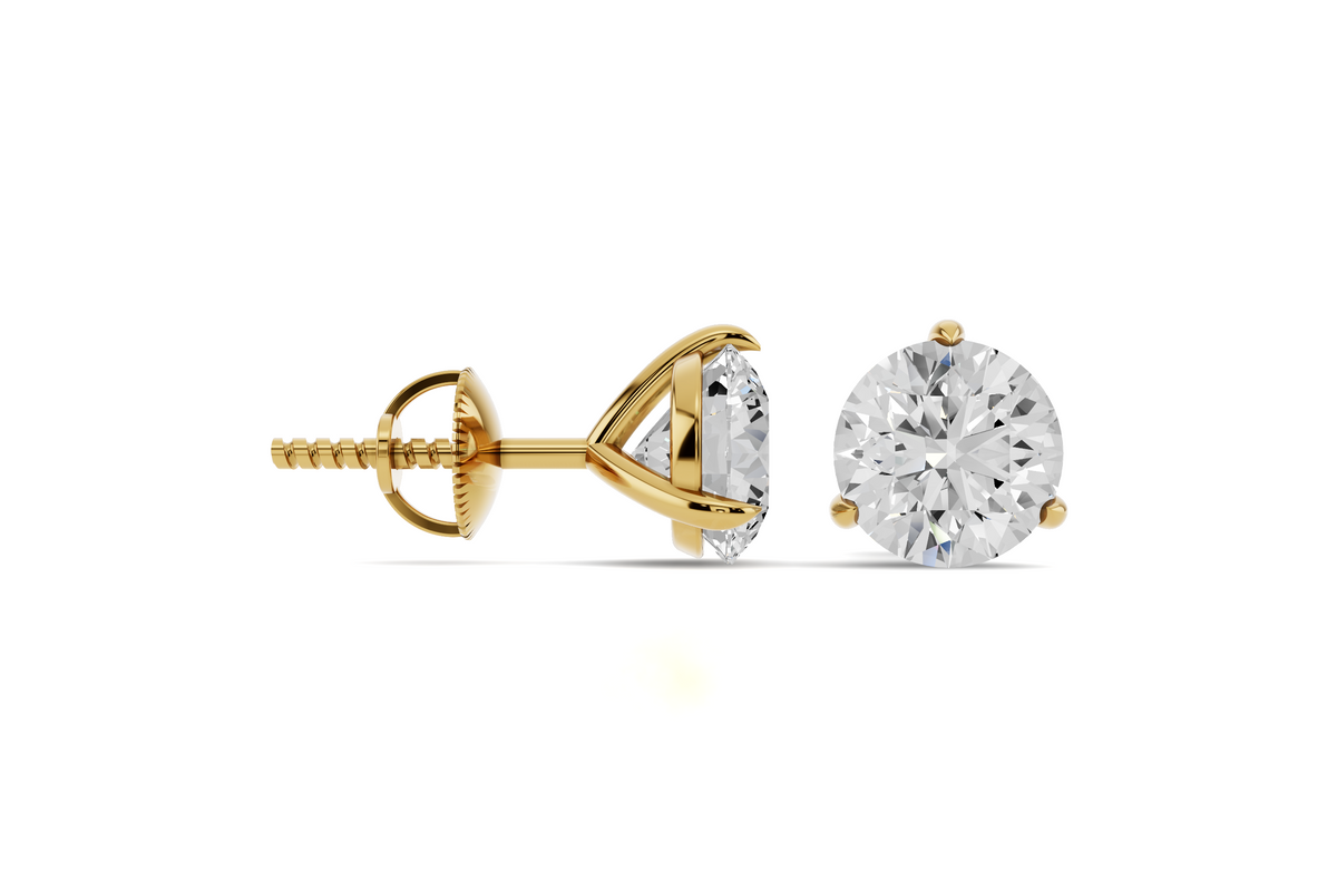 Lab Grown Diamond Round 14K Solid Gold Martini Stud Earrings | Fine Jewelry Gift