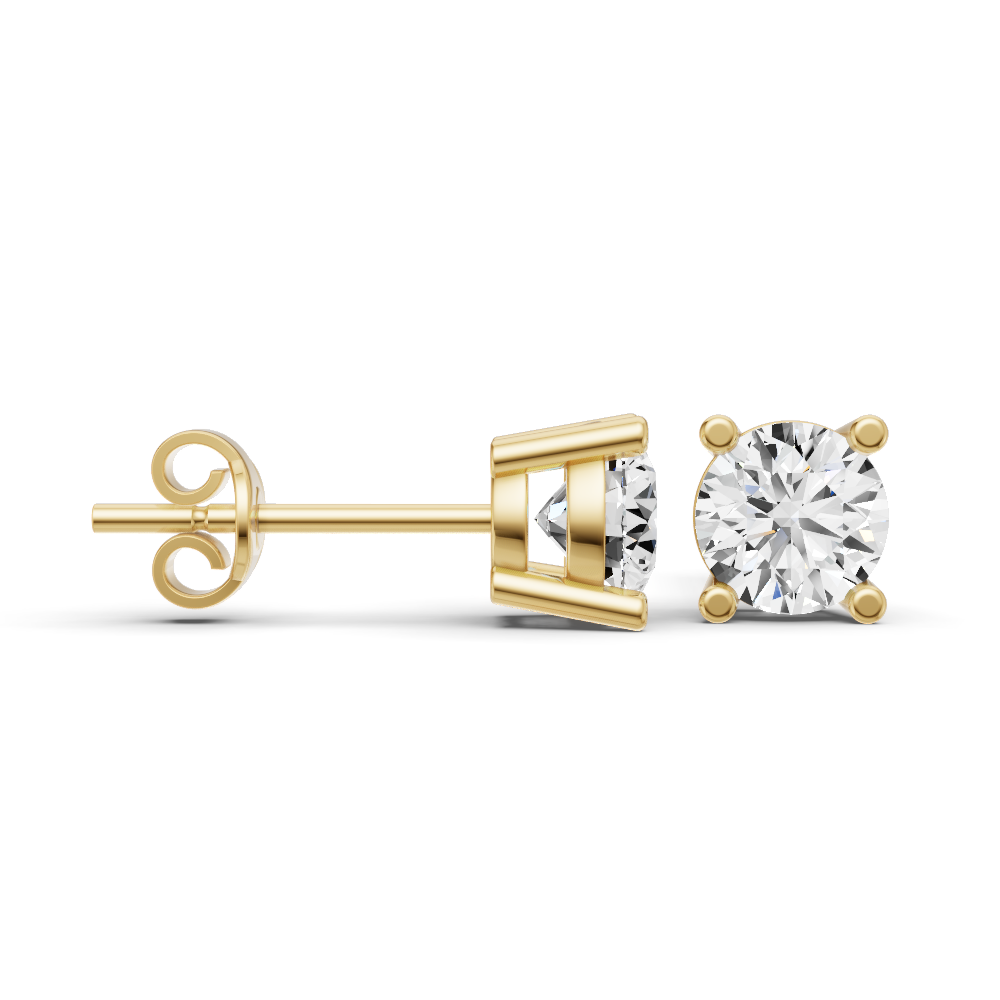 Natural Diamond Round 14K Solid Gold Stud Earrings | Fine Jewelry Gift