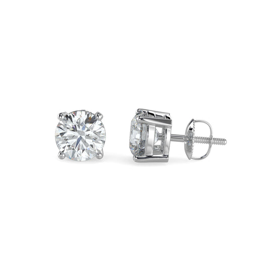 Natural Diamond Round 14K Solid Gold Stud Earrings | Fine Jewelry Gift