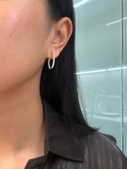 Natural Round Shaped Diamonds Earring Hoops in 14K White Yellow Rose Gold, 1.00CT, F Color and SI Clarity. In and Out