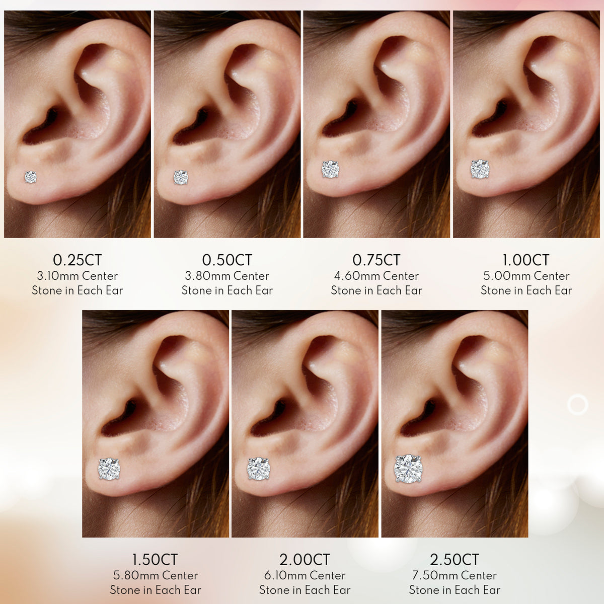 Natural Diamond Round 14K Solid Gold Stud Earrings | Fine Jewelry Gift