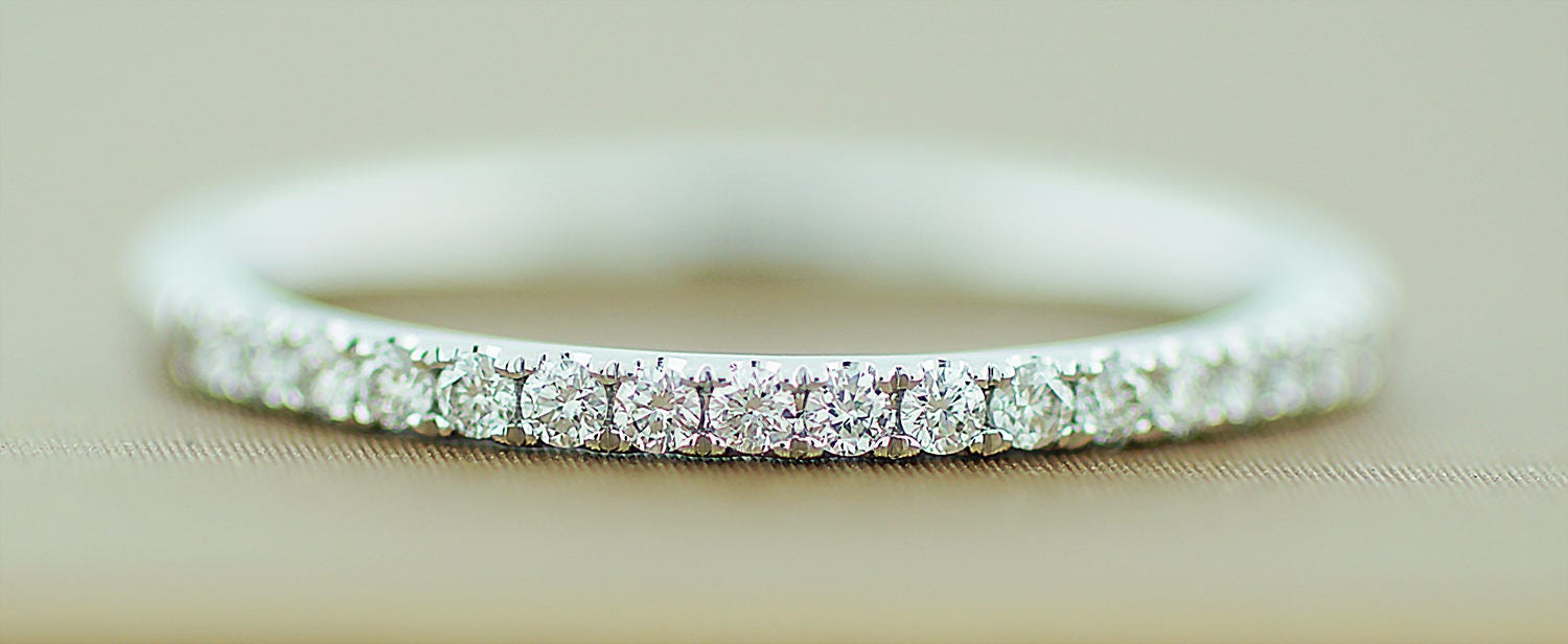 Natural Diamond Wedding Ring Eternity and Halfway Anniversary Promise Band 14k White Yellow Rose Solid Gold