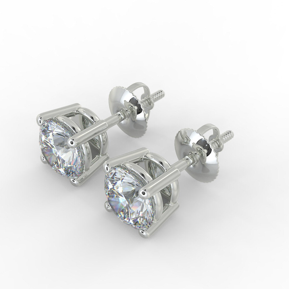 Natural Diamond Stud Earrings 14k White Yellow Gold with Screw backs. Martini and 4prong solitaire setting. Valentine's day Anniversary Gift