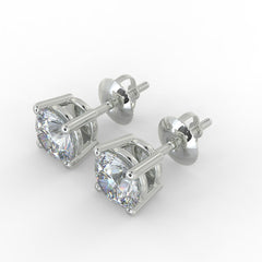Natural Diamond Stud Earrings 14k White Yellow Gold with Screw backs. Martini and 4prong solitaire setting. Valentine's day Anniversary Gift