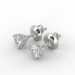 Natural Diamond Stud Earrings 14k White Yellow Gold with Screw backs. Martini and 4prong solitaire setting. Valentine's day Anniversary Gift