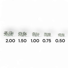 A photo showcasing the different diamond sizes for earrings and their total weight