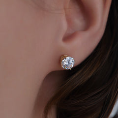 Diamond Earrings Studs Lab Grown 14k karat Yellow Gold Carat TW with Screw Back Martini VS quality. 2.00cttw. For Women Men Anniversary Valentine&#39;s day and Wedding gift. Certified Natural Solitaire Diamond Basket Prong.