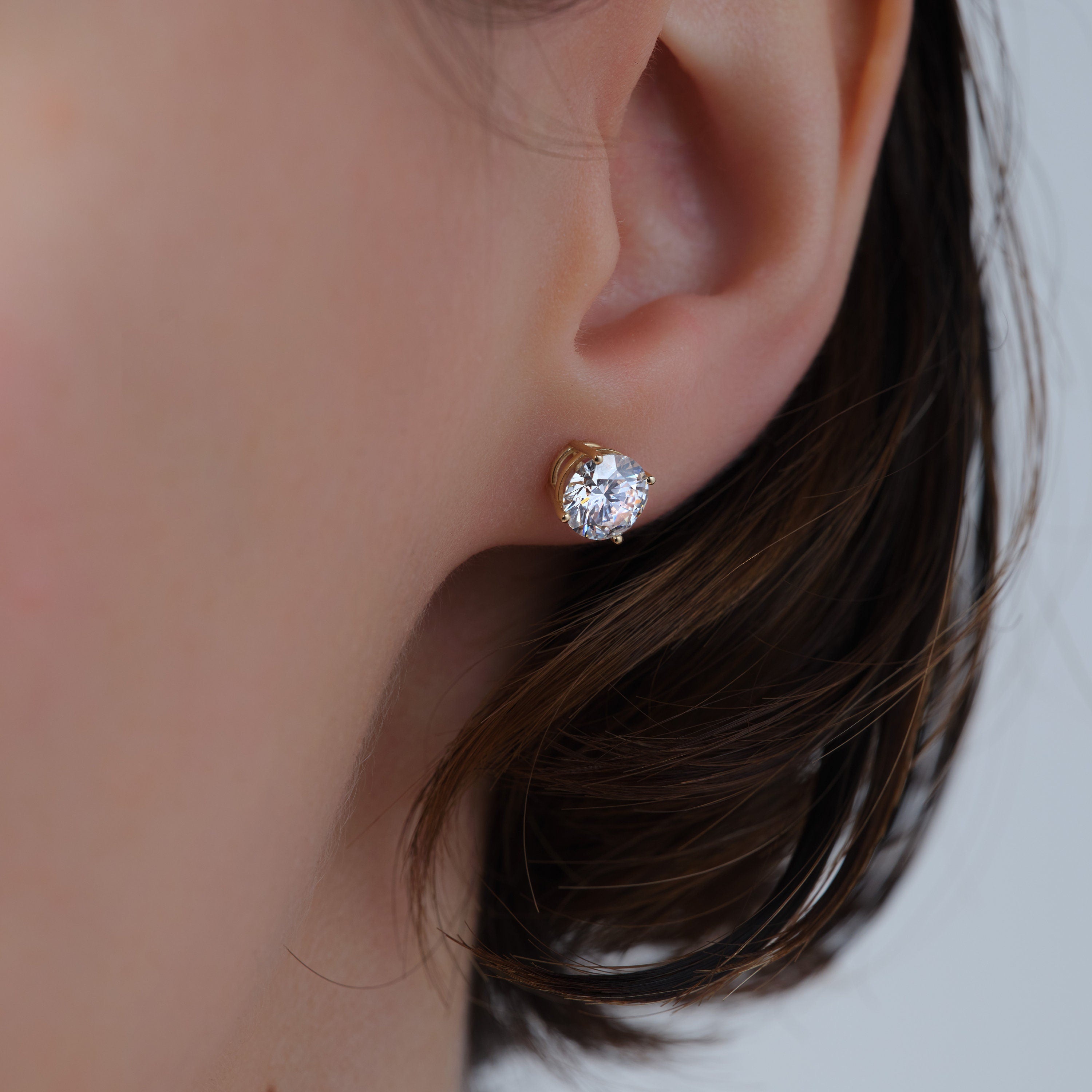 Diamond Earrings Studs Certified 14k karat White Yellow Gold 3.00 Carat TW with Screw Back DEF VS vvs. Women and Men. Birthday Valentine's
