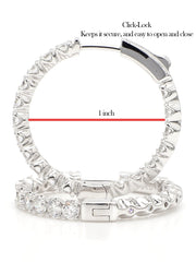 Hoops Earrings. Round Diamonds In and Out. 14k White Solid Gold 3 carats diamonds. Lab Grown F VS. Secure Click Lock. Ideal cut and shine.
