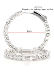 Round In and Out Diamond Hoops Earrings. 14k White Solid Gold 3 carats diamonds. Lab Grown F VS. Secure Click Lock. Ideal cut and shine.Gift